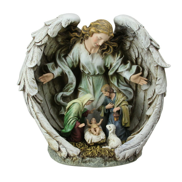Nativity Scene Christmas Ornament Holy Family Wrapped in Angel Wings 4.5" x 3"